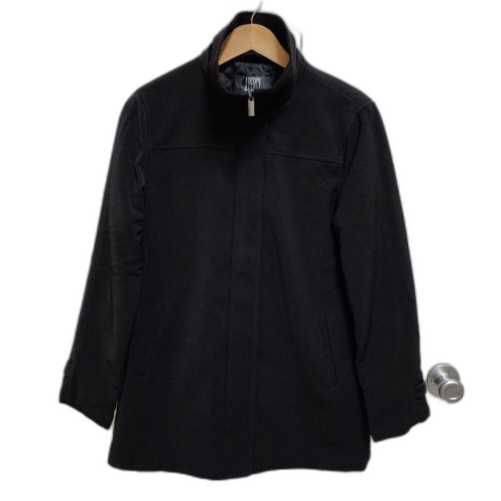 J Percy Coat Womens S Black Polyester Zip Closure Mock Neck Quilted Lined